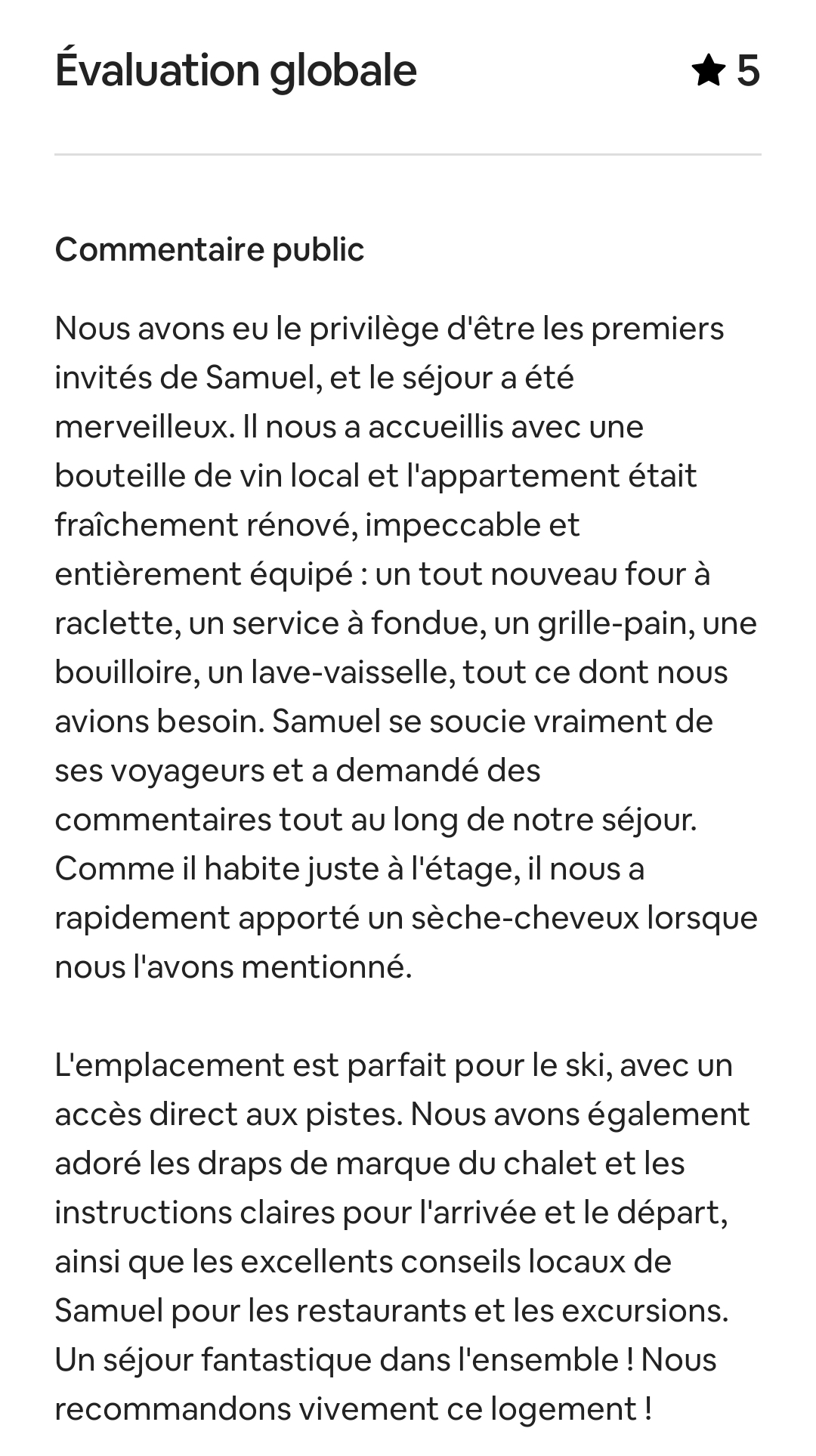 Commentaire Airbnb 1